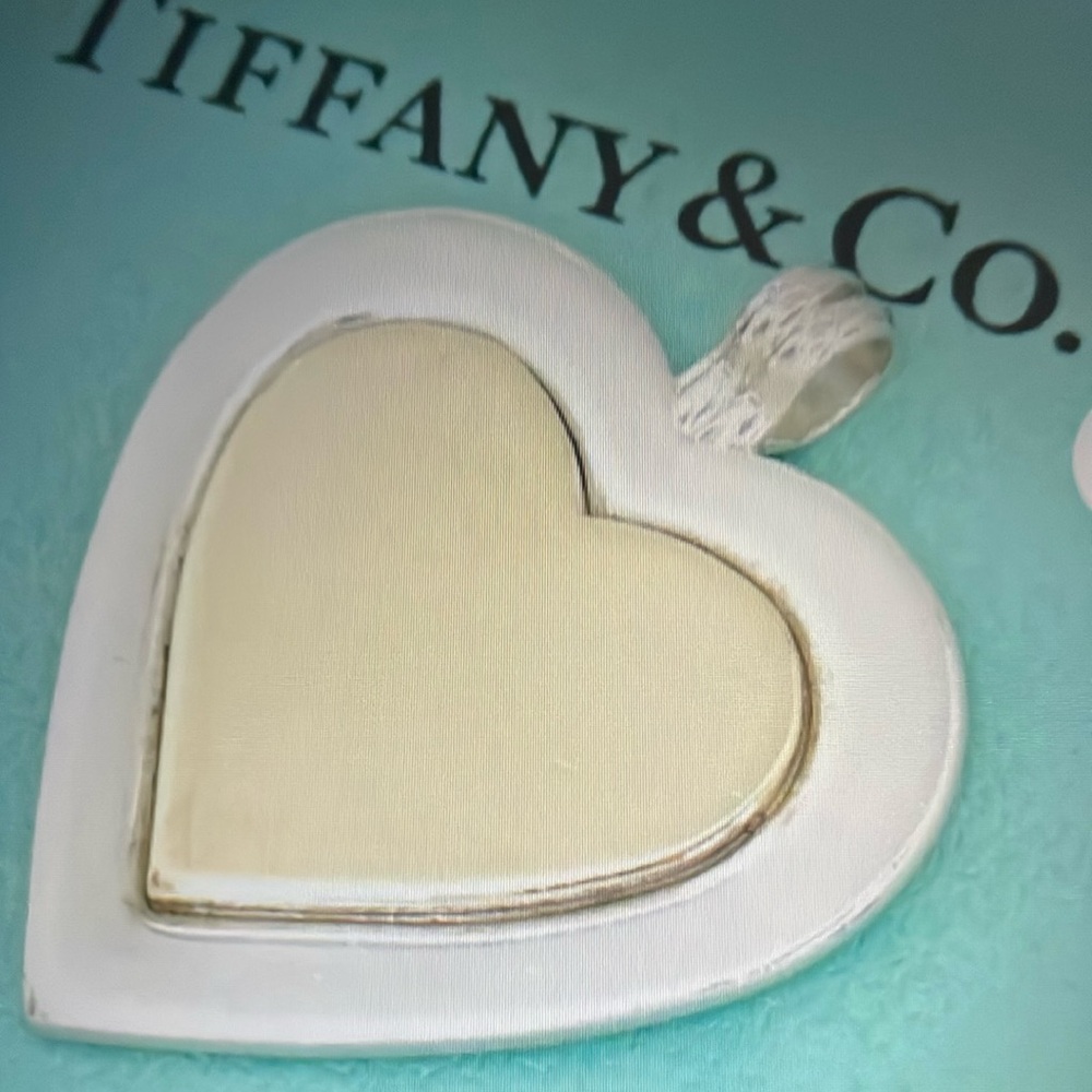 Tiffany & Co Heart Charm Pendant 925 Silver & 18K Gold